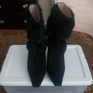 NINEWEST SUEDE AND FUR ANKLE BOOTS